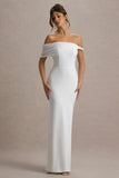 Alonza White Twisted Bardot Maxi Dress