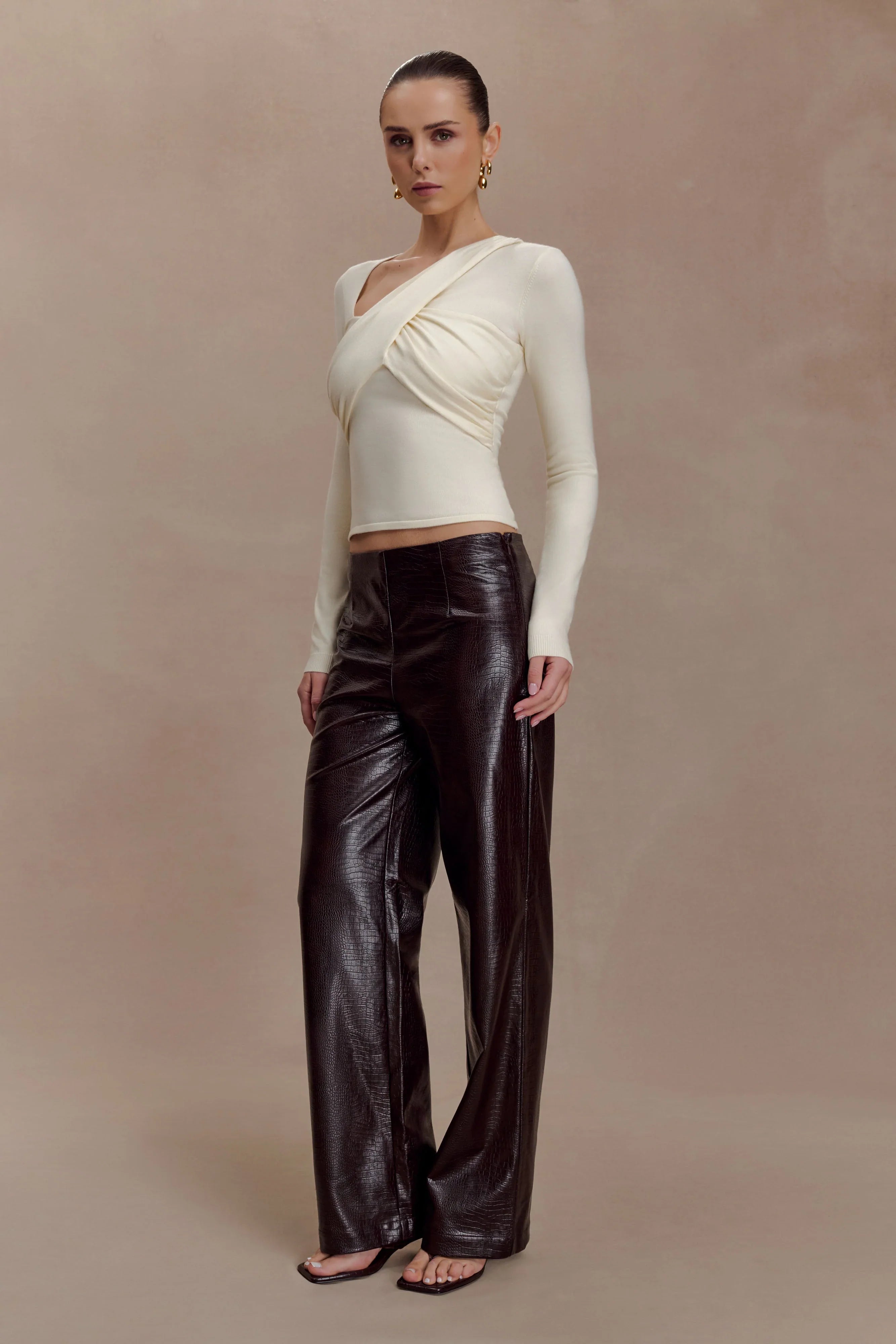 Kaylen Knit Long Sleeve Top Ivory