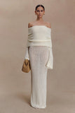 Marisol Off Shoulder Boucle Maxi Dress Ivory