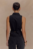 Selene Sleeveless Halter Shirt Black