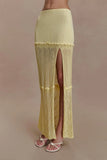 Coleene Pointelle Knit Maxi Skirt Lemon