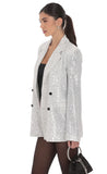 Double Breasted Sequin Blazer in Silver