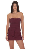 Striped Mini Skort in Burgundy