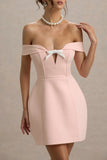 Lavender Pink Sweetheart Mini Dress With Bow Detail