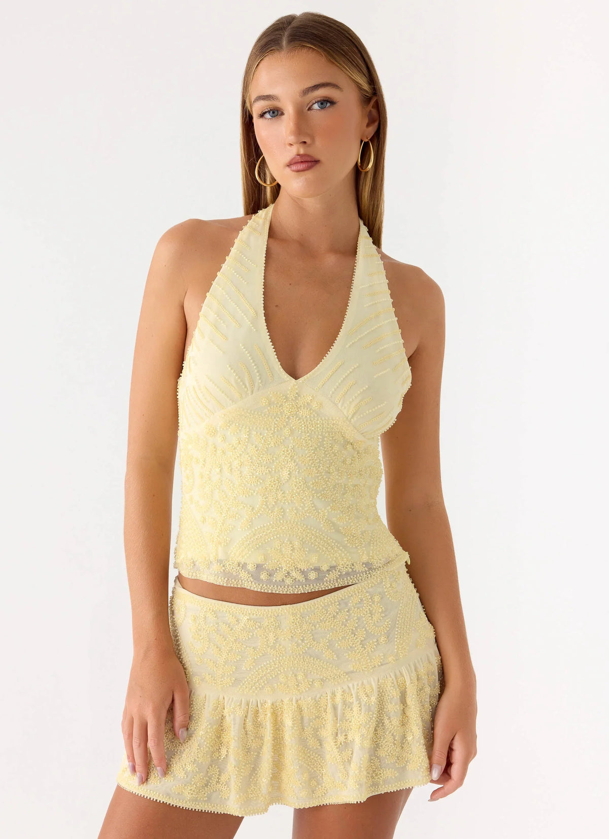 Mimi Beaded Top Yellow