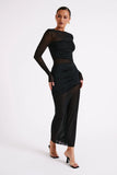 Kate Mesh And Nylon Maxi Dress Black