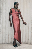 Yvette Slip Maxi Dress With Asymmetrical Hem Brown Cherry