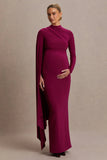 Lavinia Berry High Neck Maternity Maxi Dress With Cape Sleeve