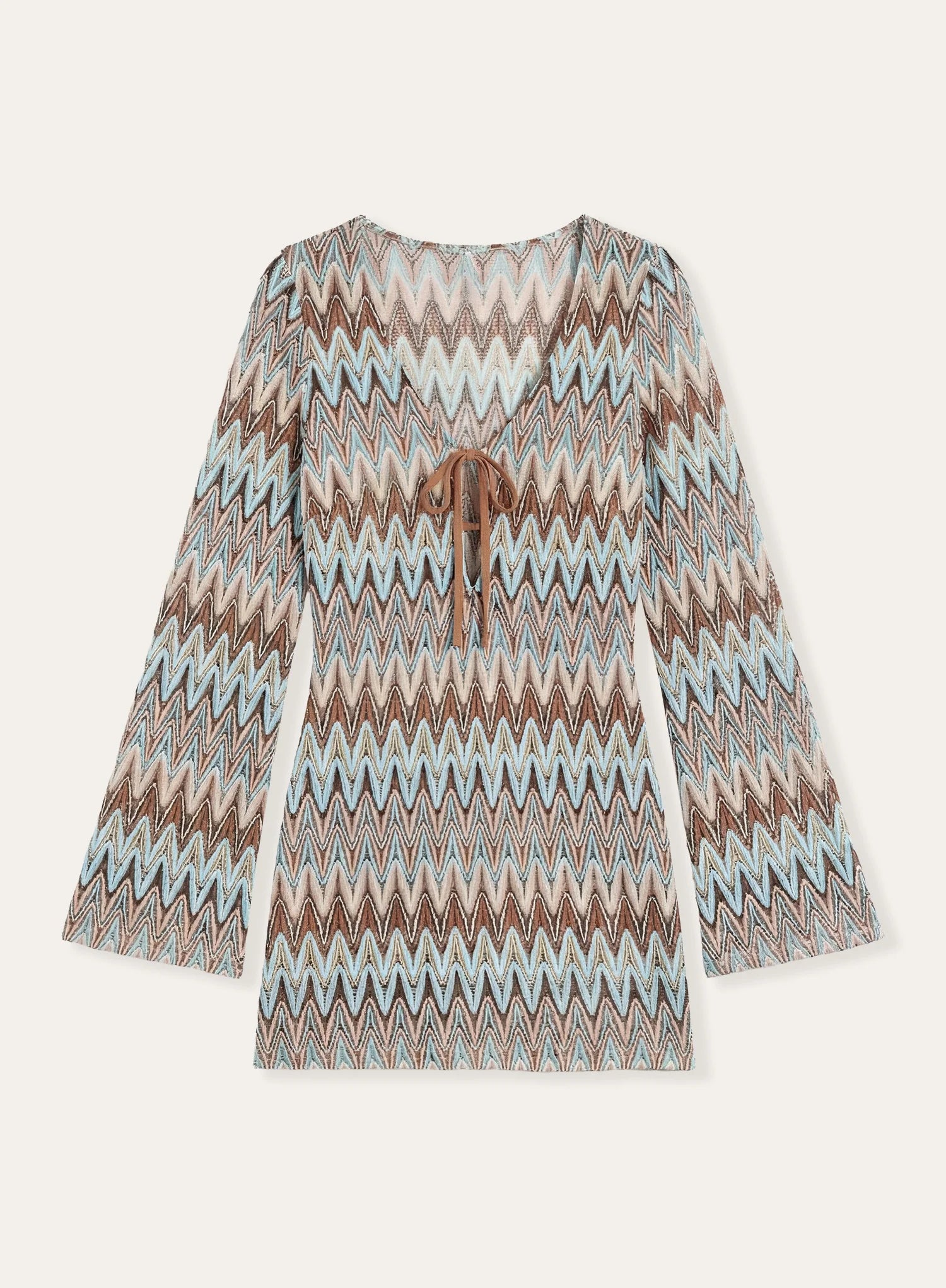 Abstract Chevron Print Knitted Keyhole Mini Dress