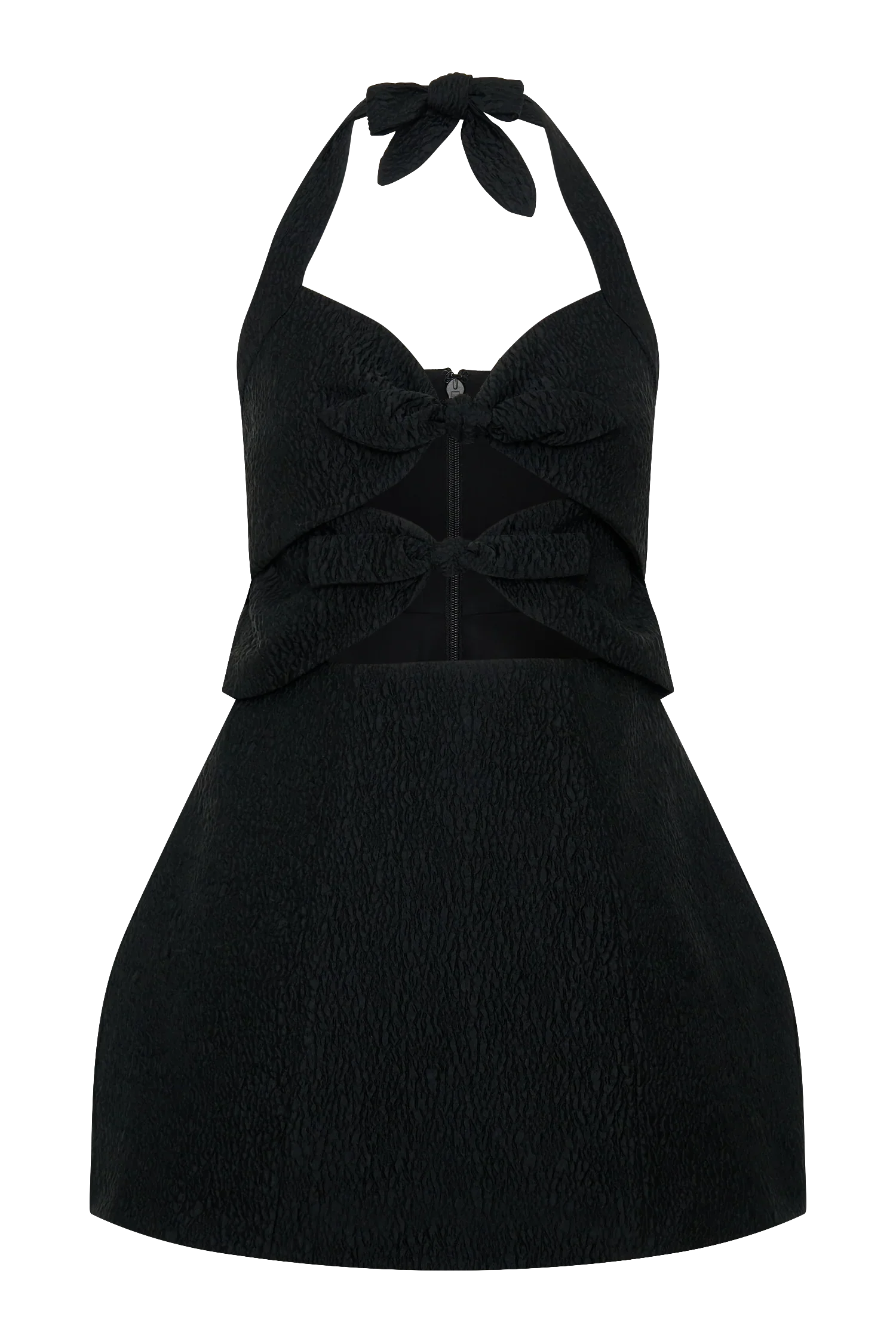 Ella Bow Detail Halter Mini Dress Black