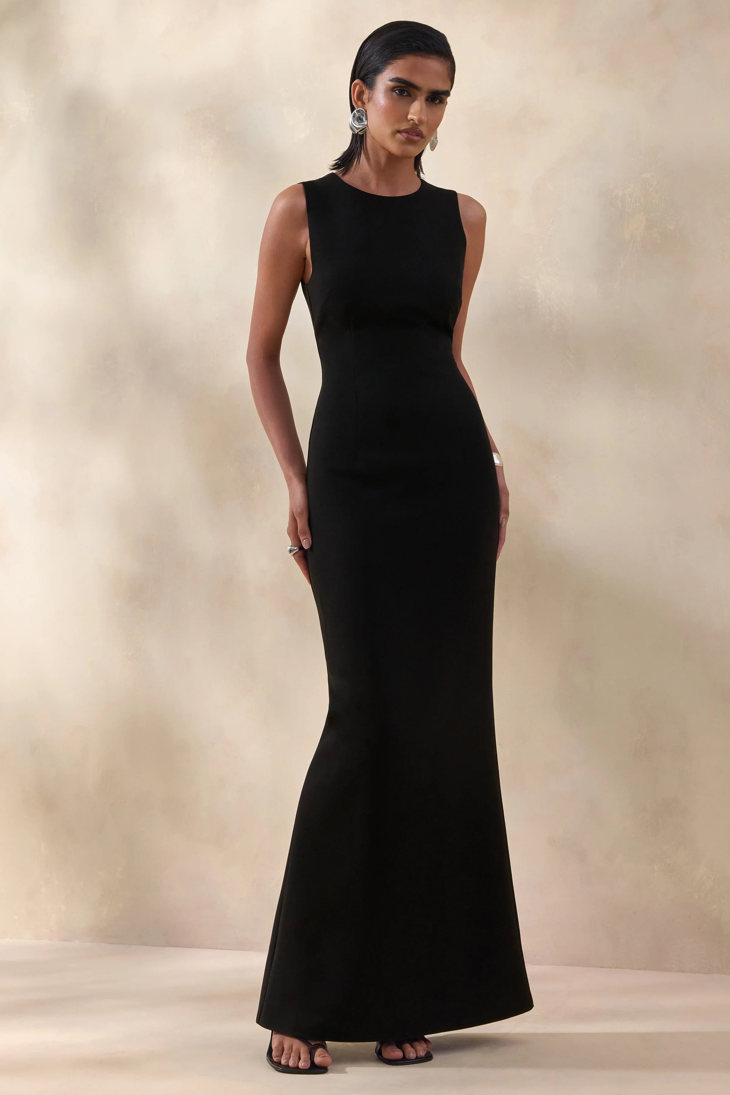 Astrelle Black High Neck Maxi Dress