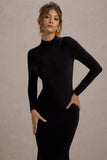 Tova Black High Neck Long Sleeve Maxi Dress