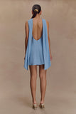 Wynter Scarf Draped Mini Dress Sky Blue