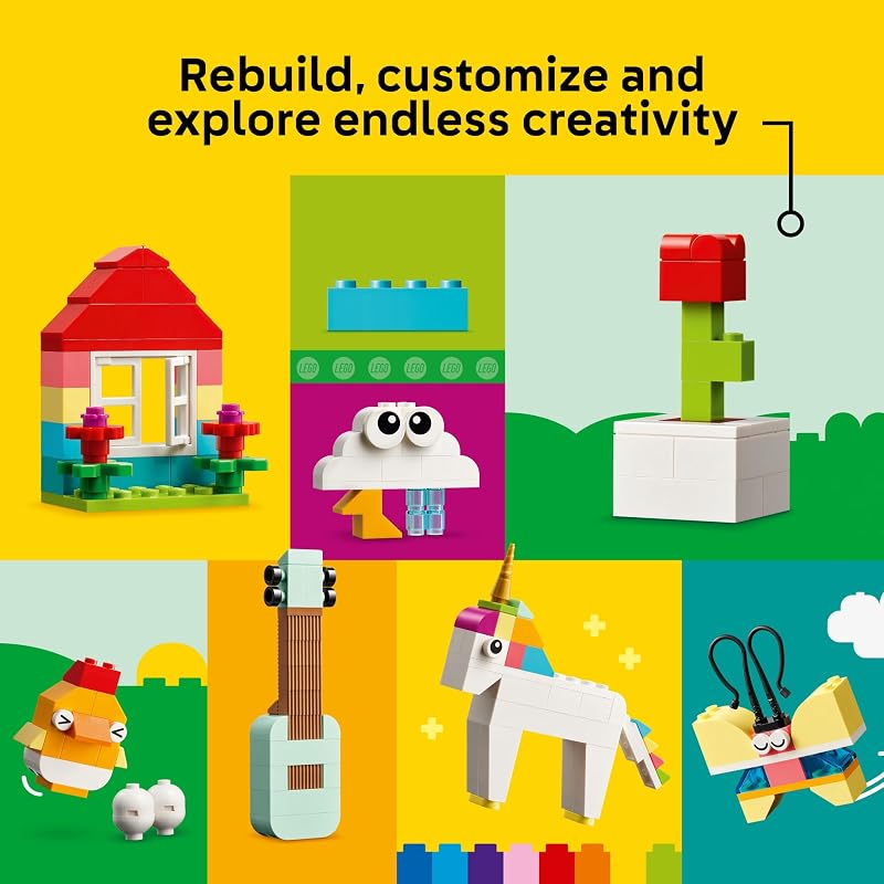LEGO Classic Vibrant Creative Brick Box Building Blocks Sensory Learning Toys for Boys Girls Ages 4 Years Pretend Play Preschool Toys Gift for Birthdays 11038