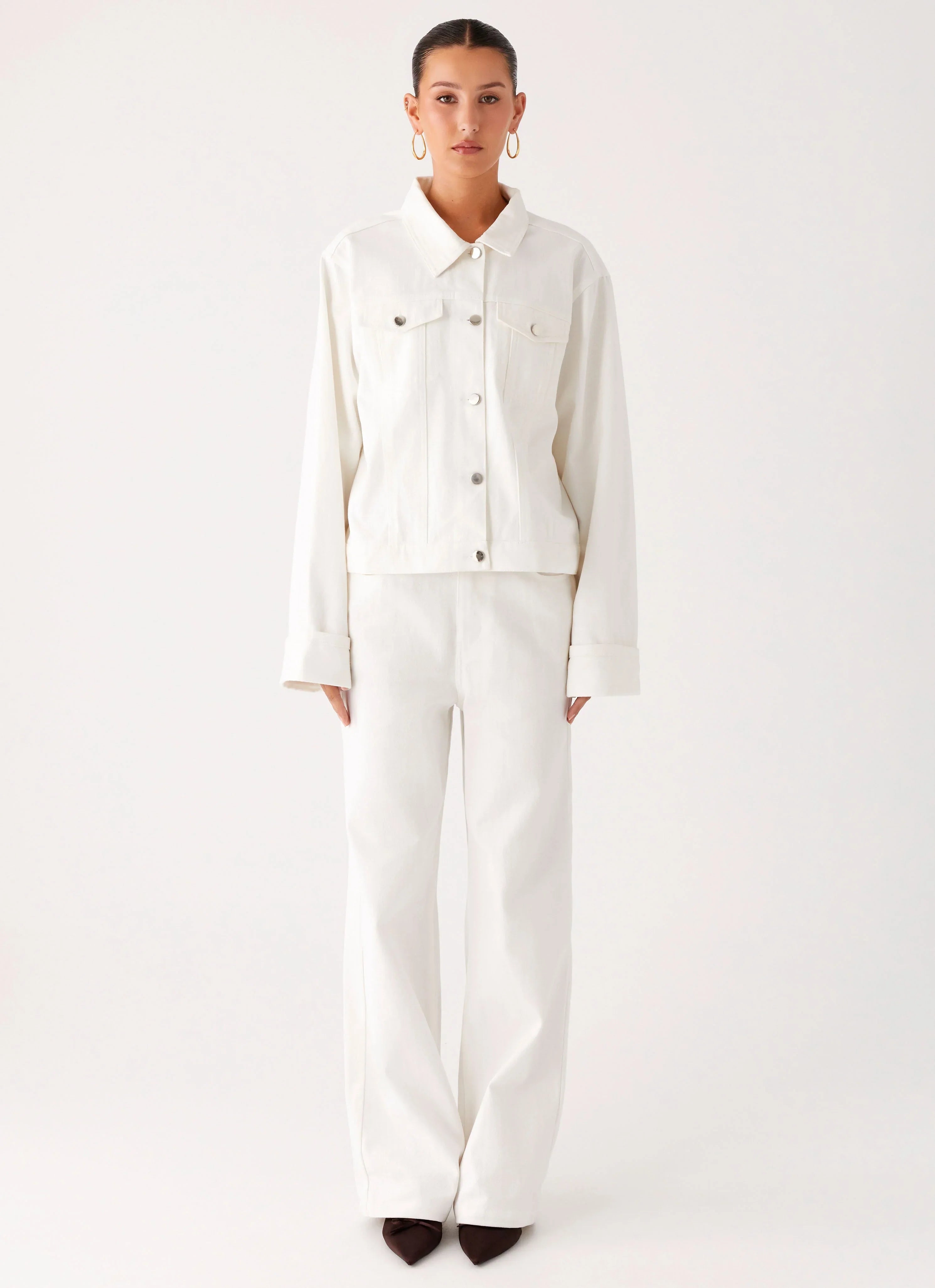 Back Again Oversized Denim Jacket White