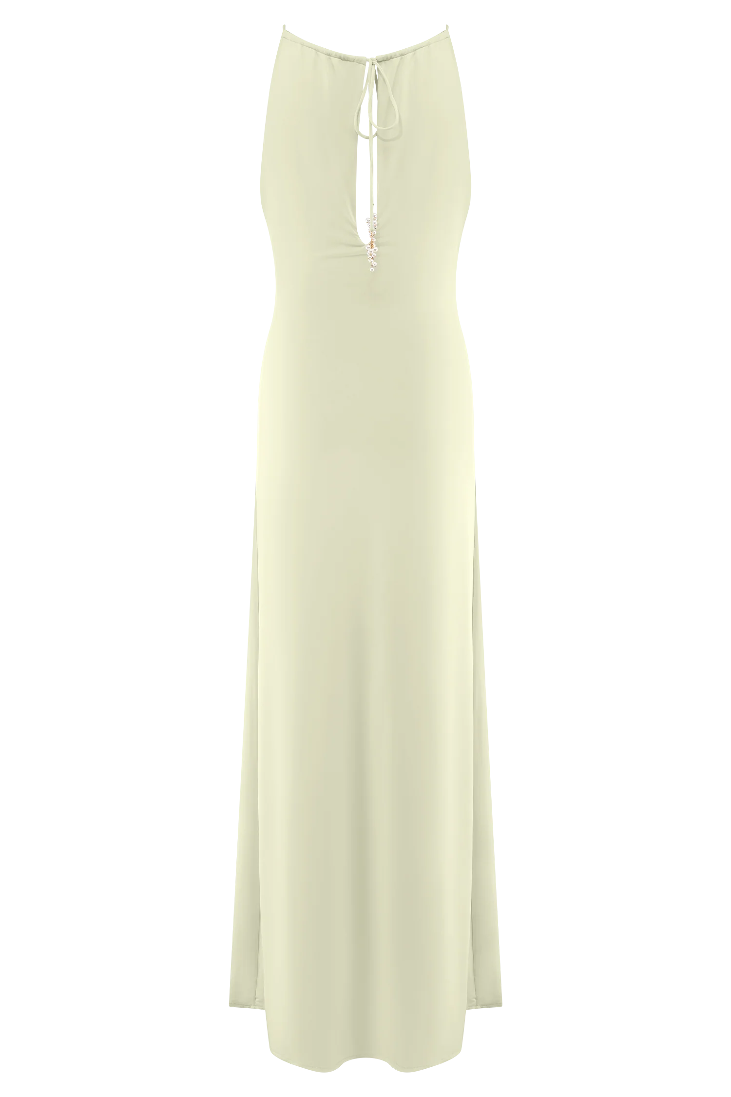 Beryl Slinky Maxi Dress With Pearls Ivory