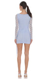 Lace Long Sleeve Tassel Dress in Light Blue