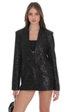 Double Breasted Sequin Blazer in Black