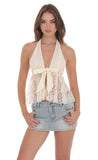 Lace Babydoll Halter Top in Ivory