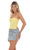 Strapless Slits Top in Yellow