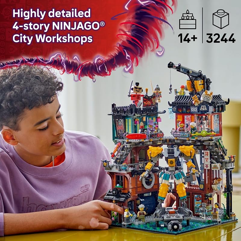 LEGO NINJAGO City Workshops Building Toy Ninja Set for Boys Girls Ages 14 Gift for Teens Includes 10 Minifigures and a Mech for Play and Display 71837