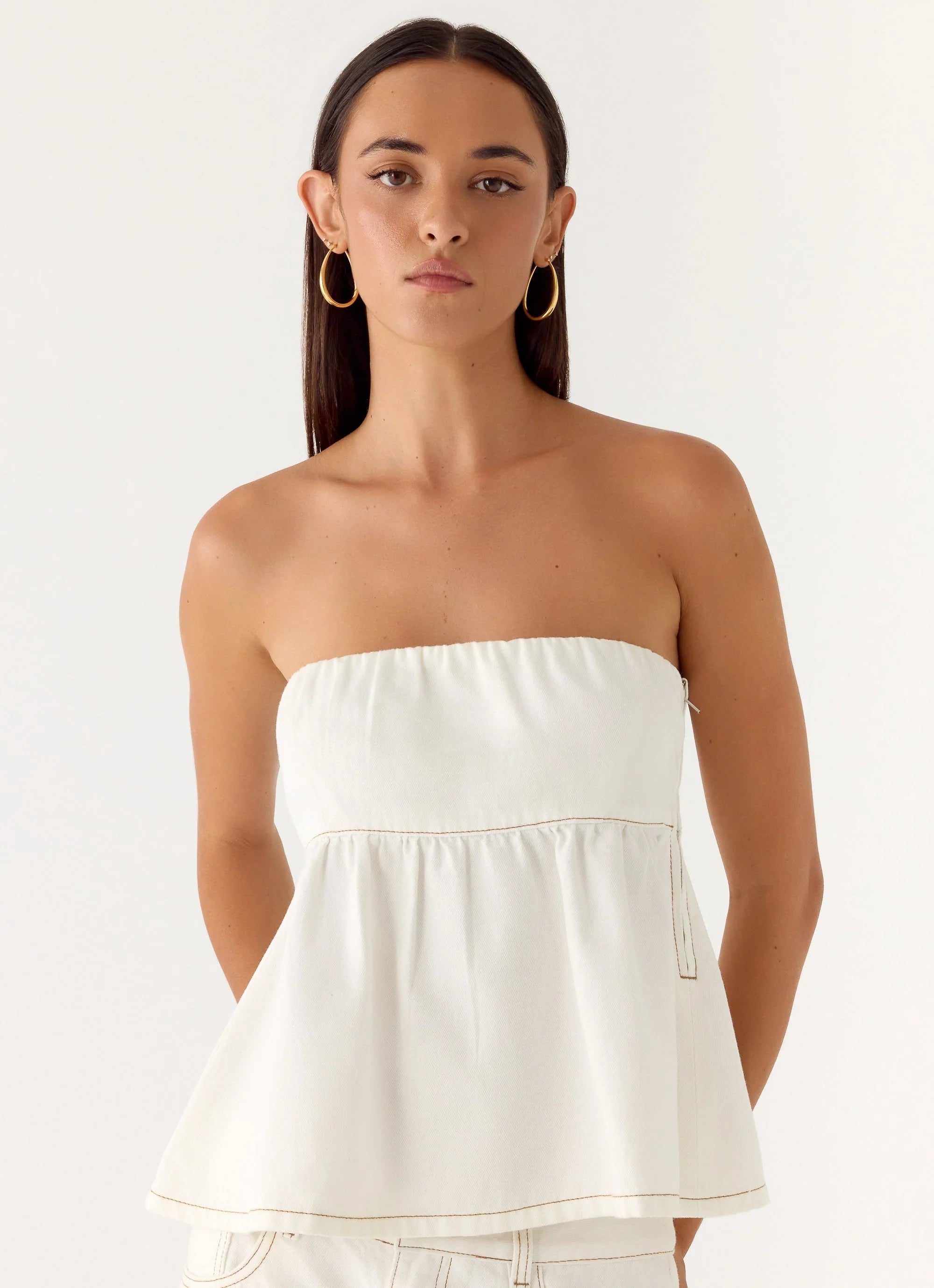 Nathan Denim Top White
