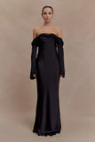 Giselle Off Shoulder Cowl Neck Maxi Dress Black
