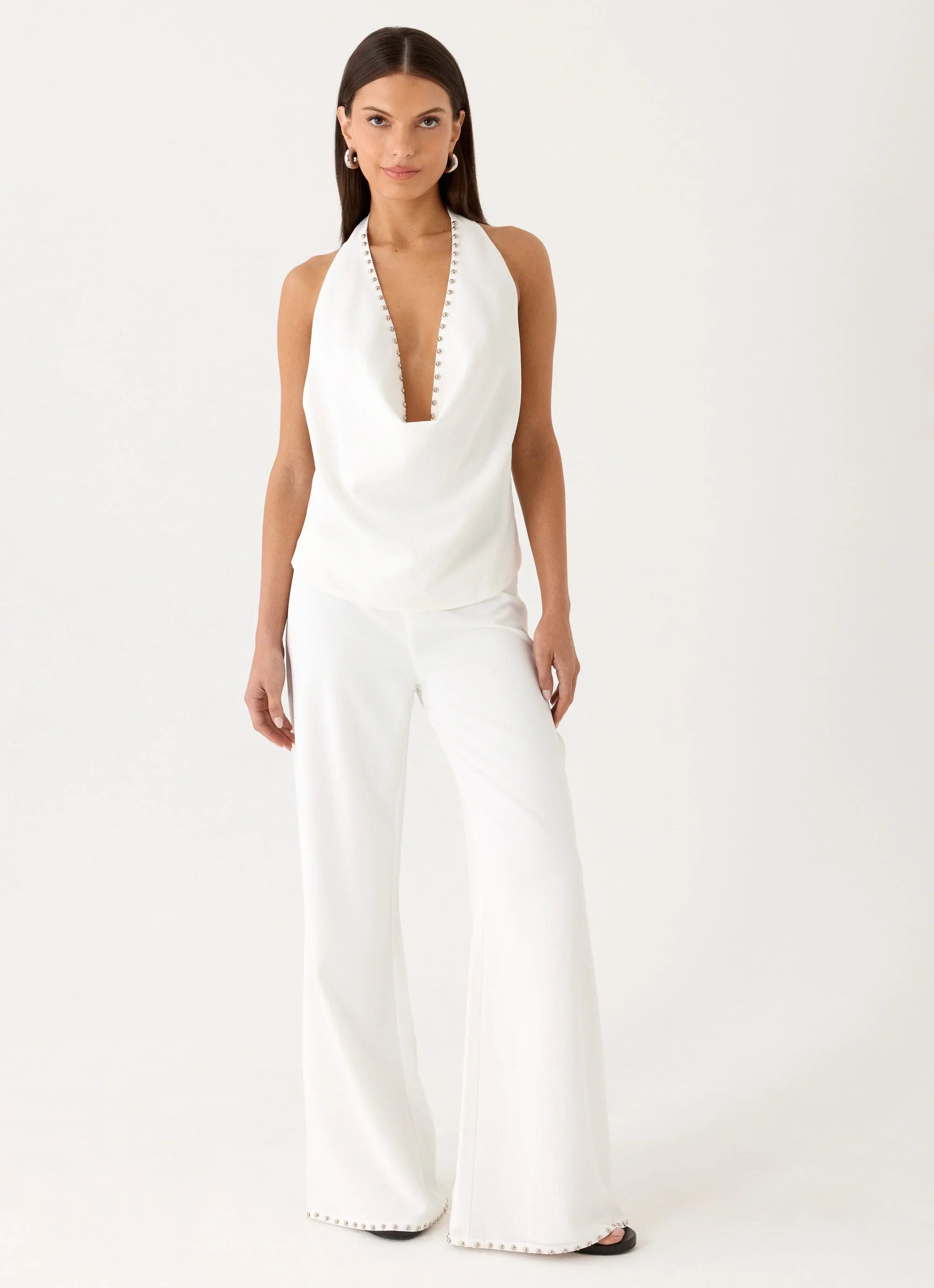 Ashika Studded Pants White
