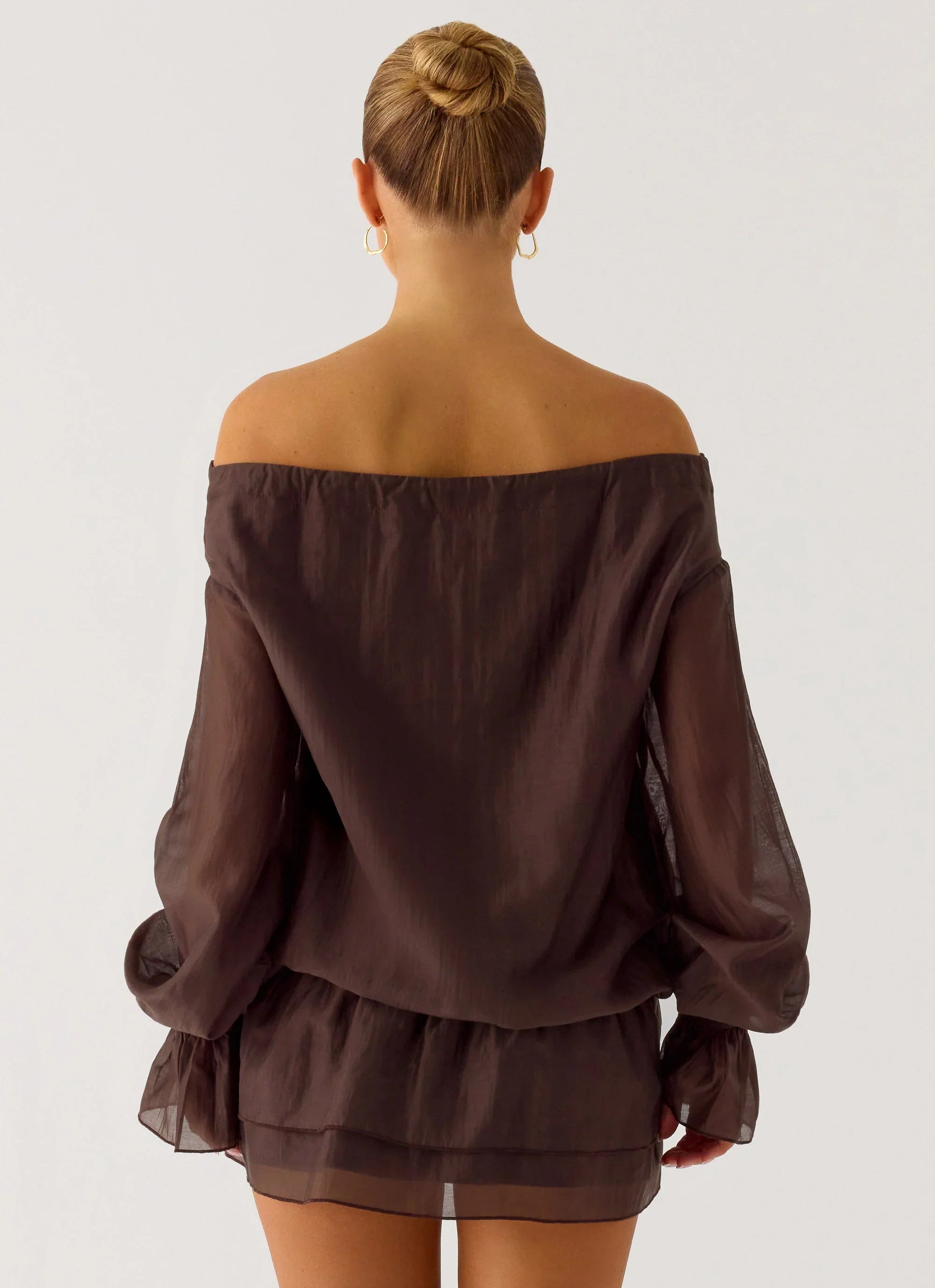 Elris Drop Waist Mini Dress Cool Chocolate