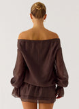 Elris Drop Waist Mini Dress Cool Chocolate