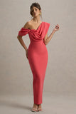 Angelina Pink Draped Shoulder Maxi Dress
