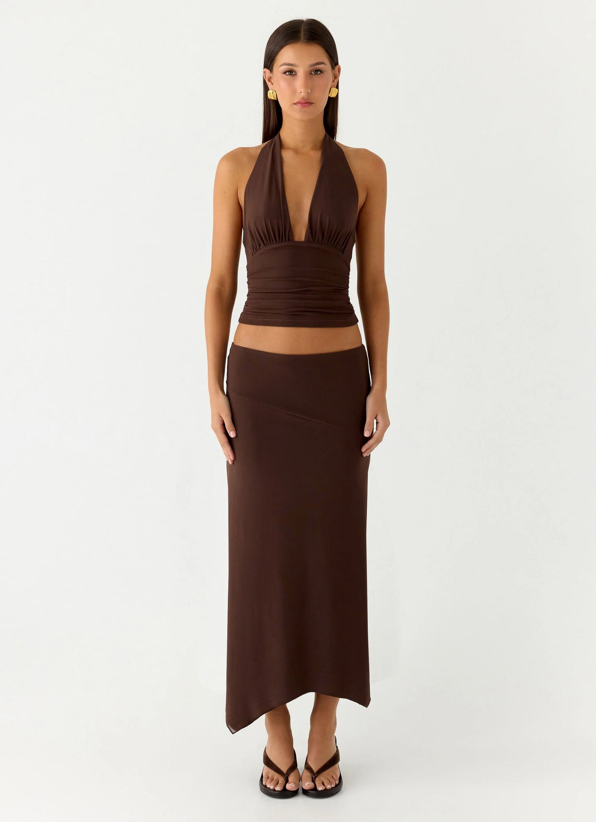 Kerrie Hanky Midi Skirt Chocolate