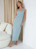 Mint Twist Back Satin Maxi Dress