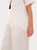 White Asymmetric Lace Hem T Shirt