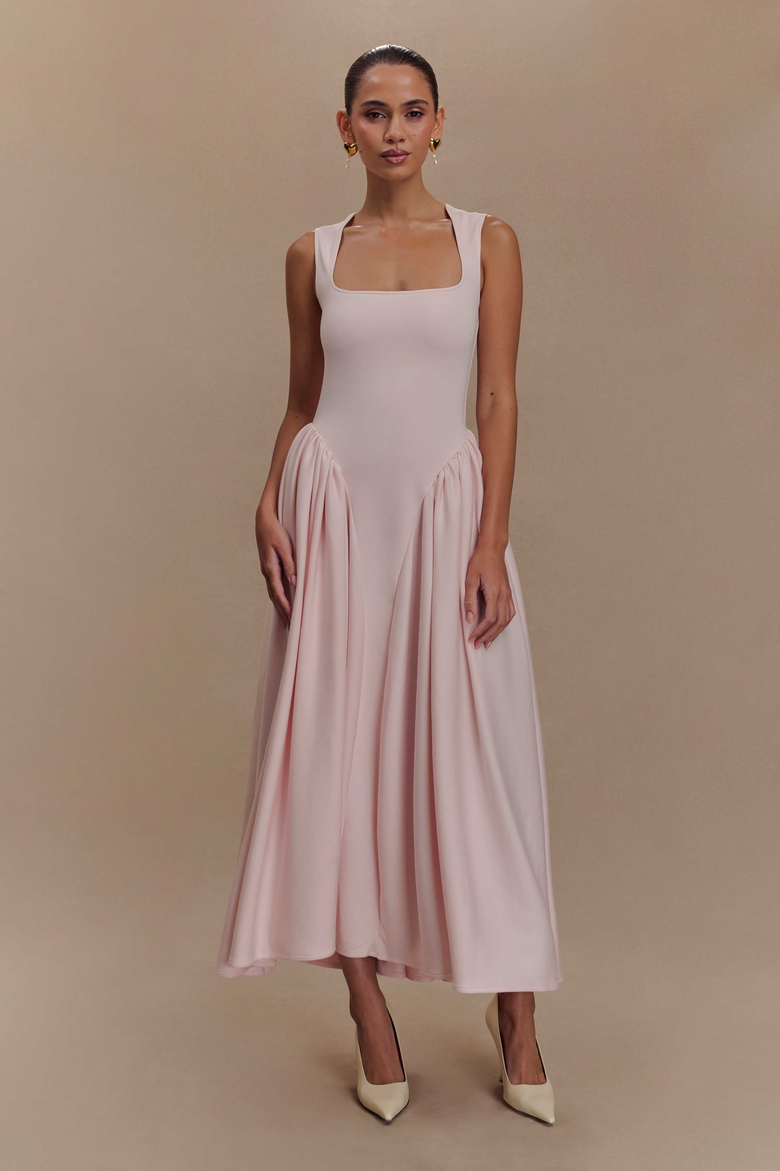 Sharon Scuba Jersey Midi Dress Ballet Pink