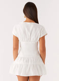 Ember Haze Boat Neck Mini Dress Off White
