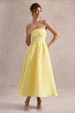 Annalise Lemon Bandeau Skater Midi Dress