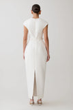 Livia V Neck Linen Maxi Dress White
