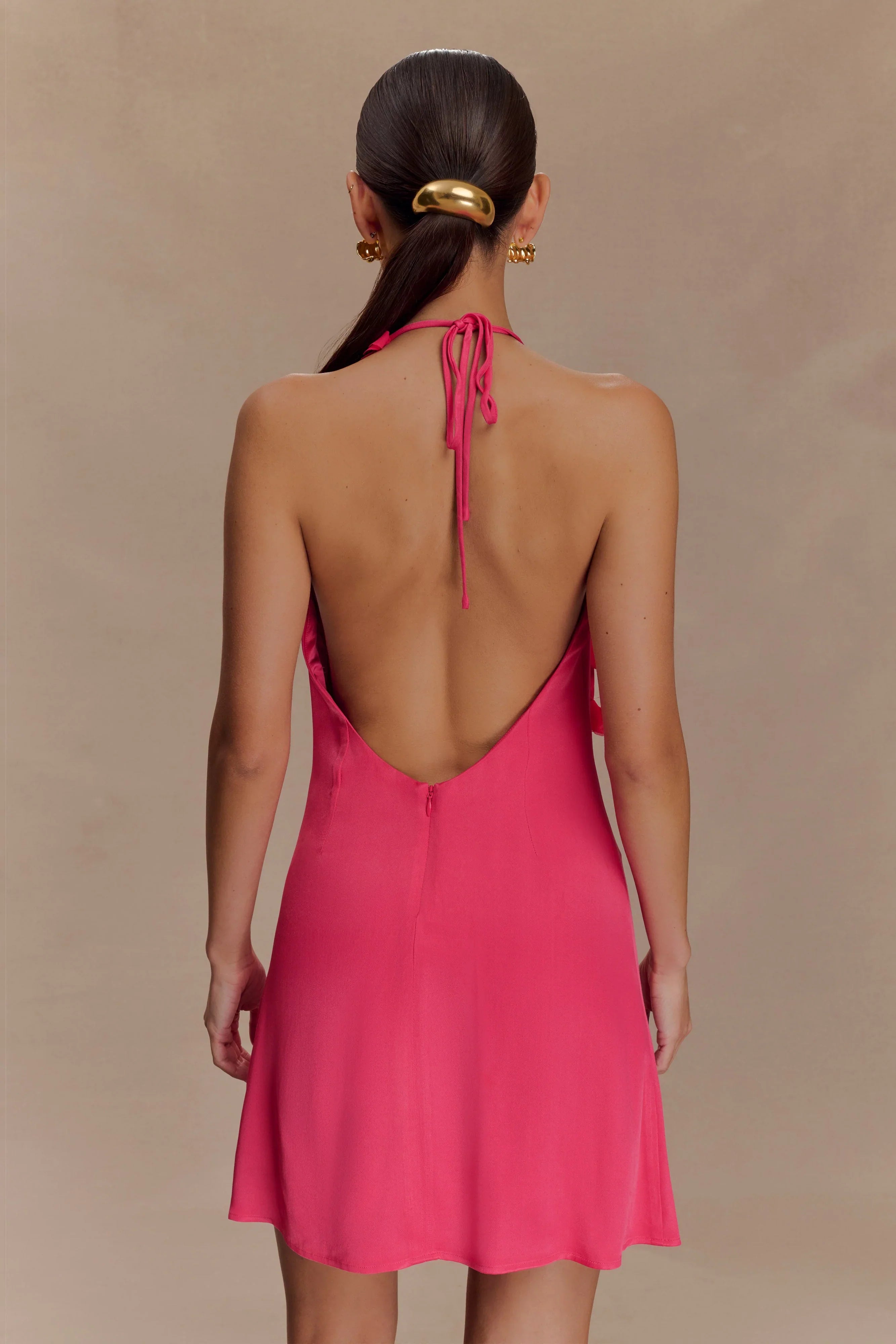Gwenda Satin Floral Mini Dress Dragonfruit