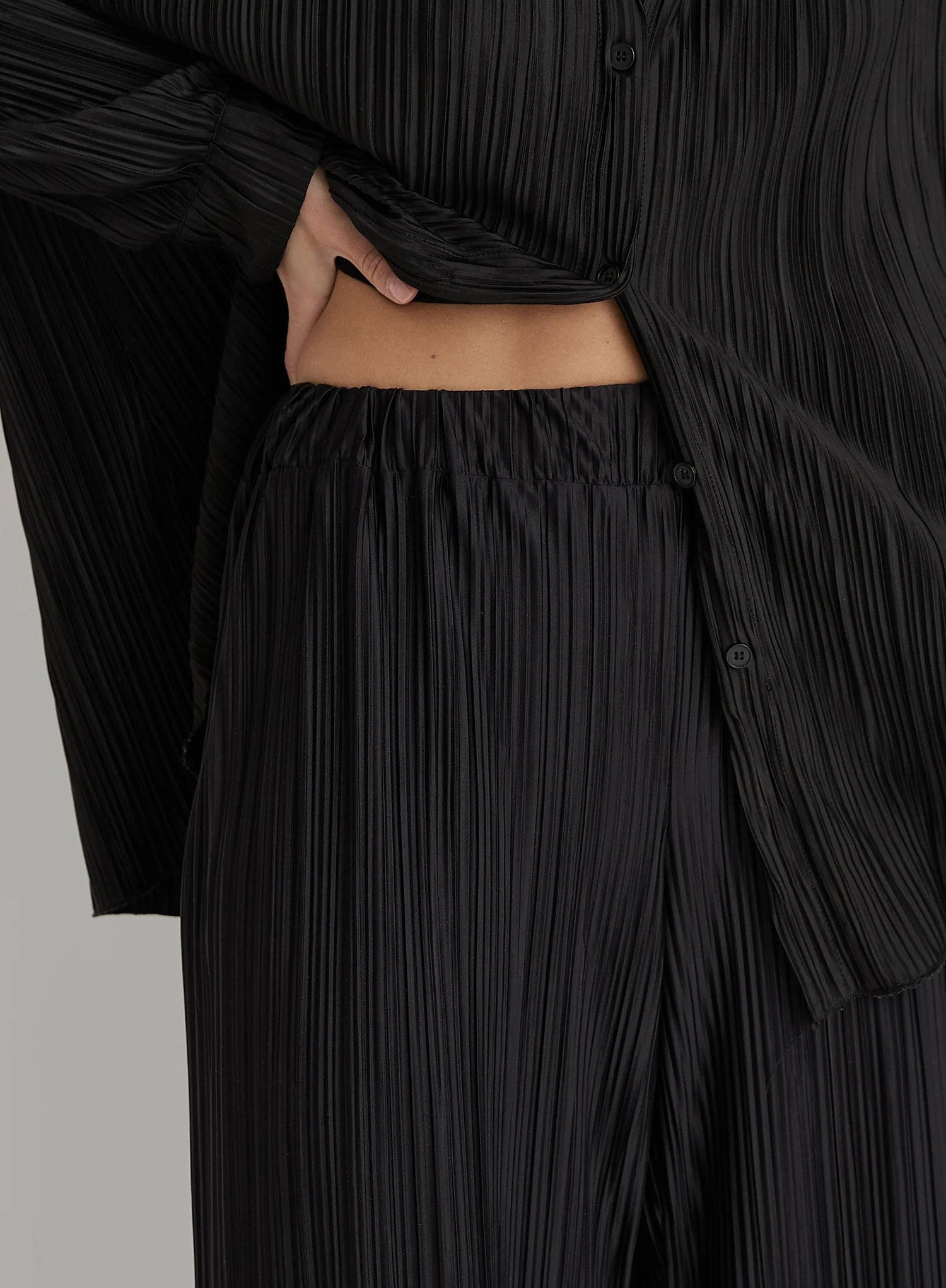 Black Plisse Trousers
