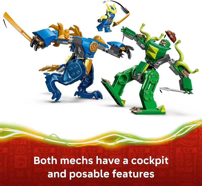 LEGO NINJAGO Jays Dragon Mech Fight Building Toy Pretend Play Set for Boys Girls Ages 4 Includes 2 Minifigures Gifts for Birthdays 71853