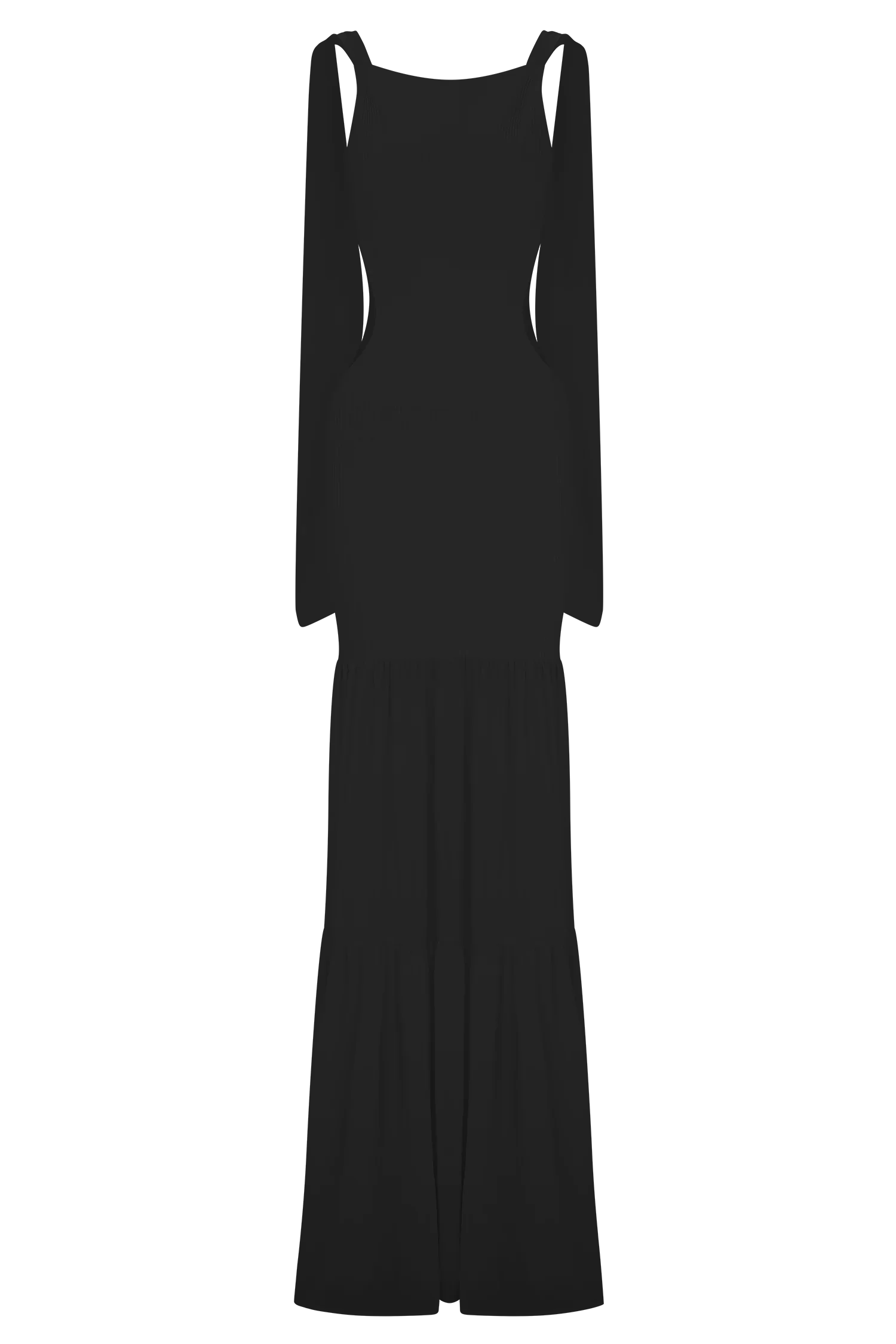 Haille Knit Chiffon Maxi Dress Black