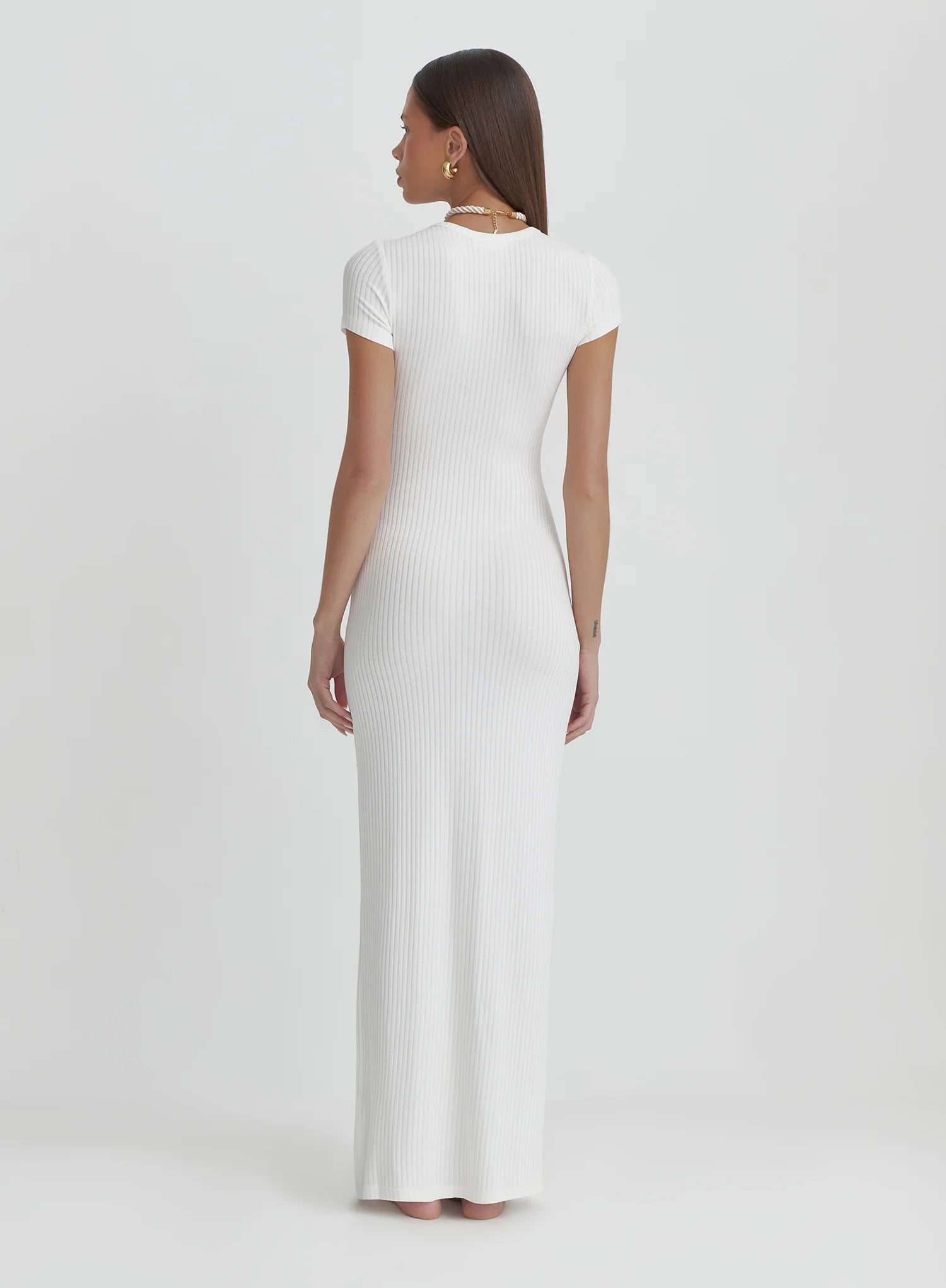 Cream Sheer Knitted Maxi Dress