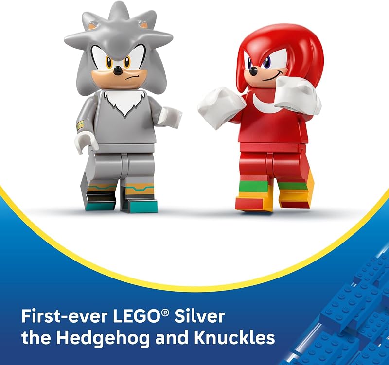 LEGO Sonic the Hedgehog Silvers Car vs Knuckles Monster Truck Building Toy for Boys Girls Racing Playset W Silver Knuckles Minifigures for Kids Ages 8 Gift Idea for Birthdays 77118