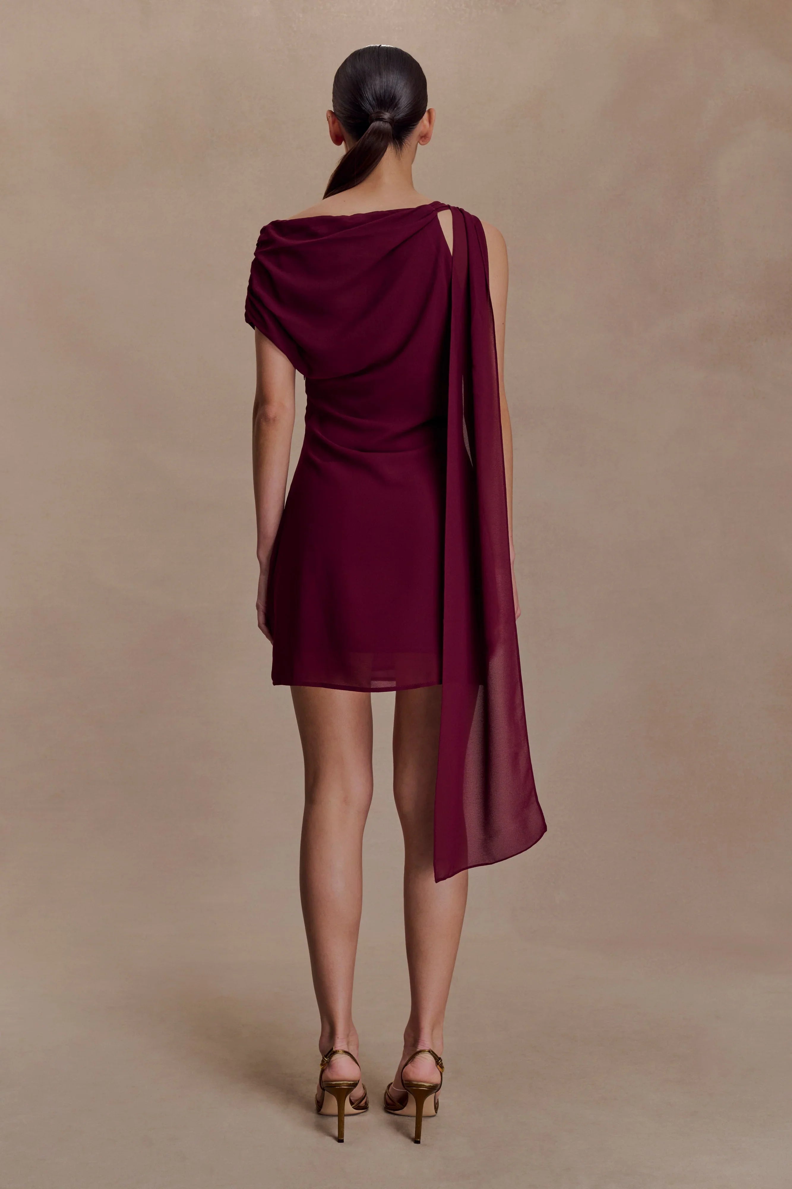 Daisie Chiffon Mini Dress Wine