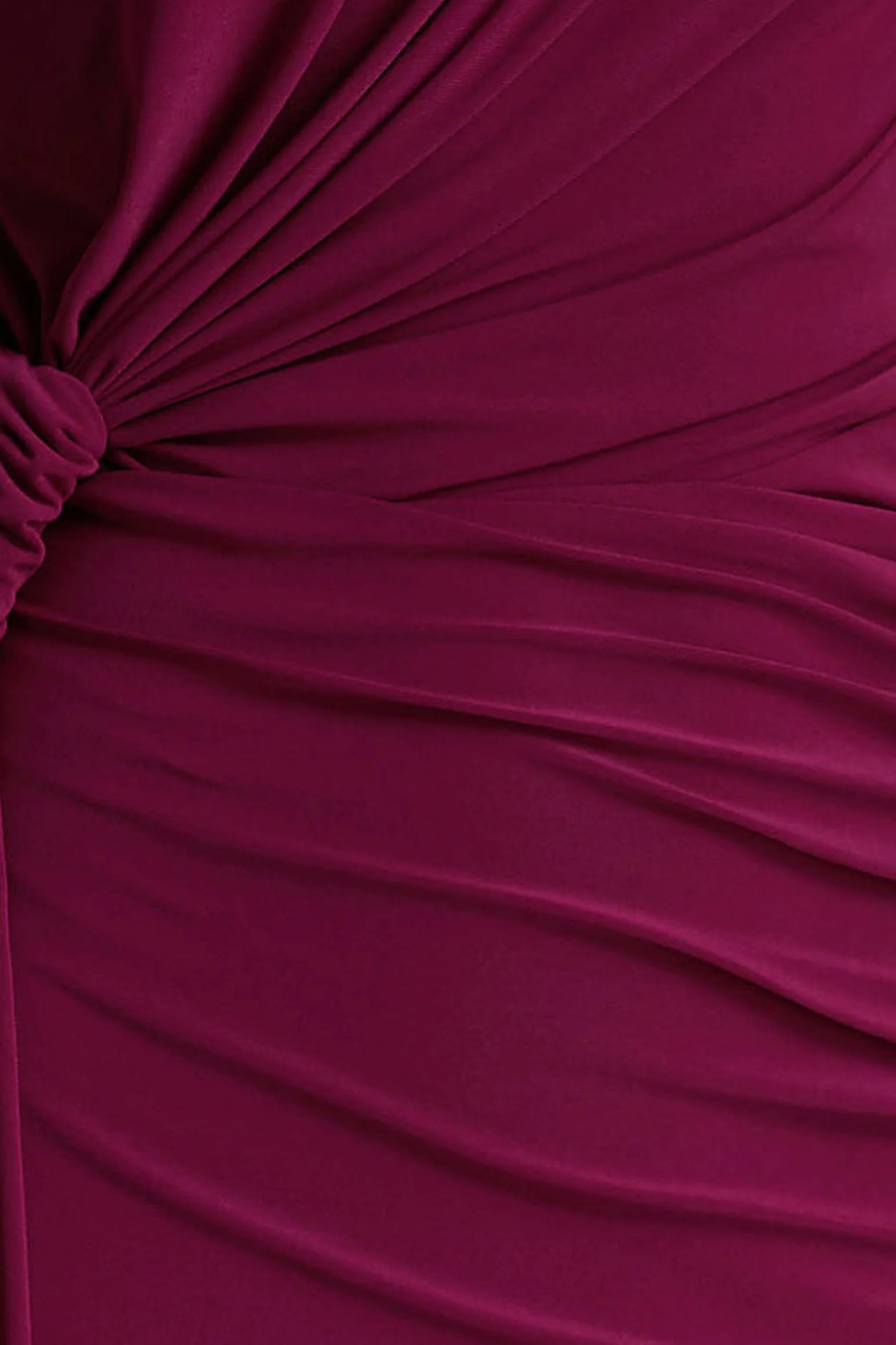 Solene Burgundy High Neck Maxi Dress With Wrap And Drape Detail