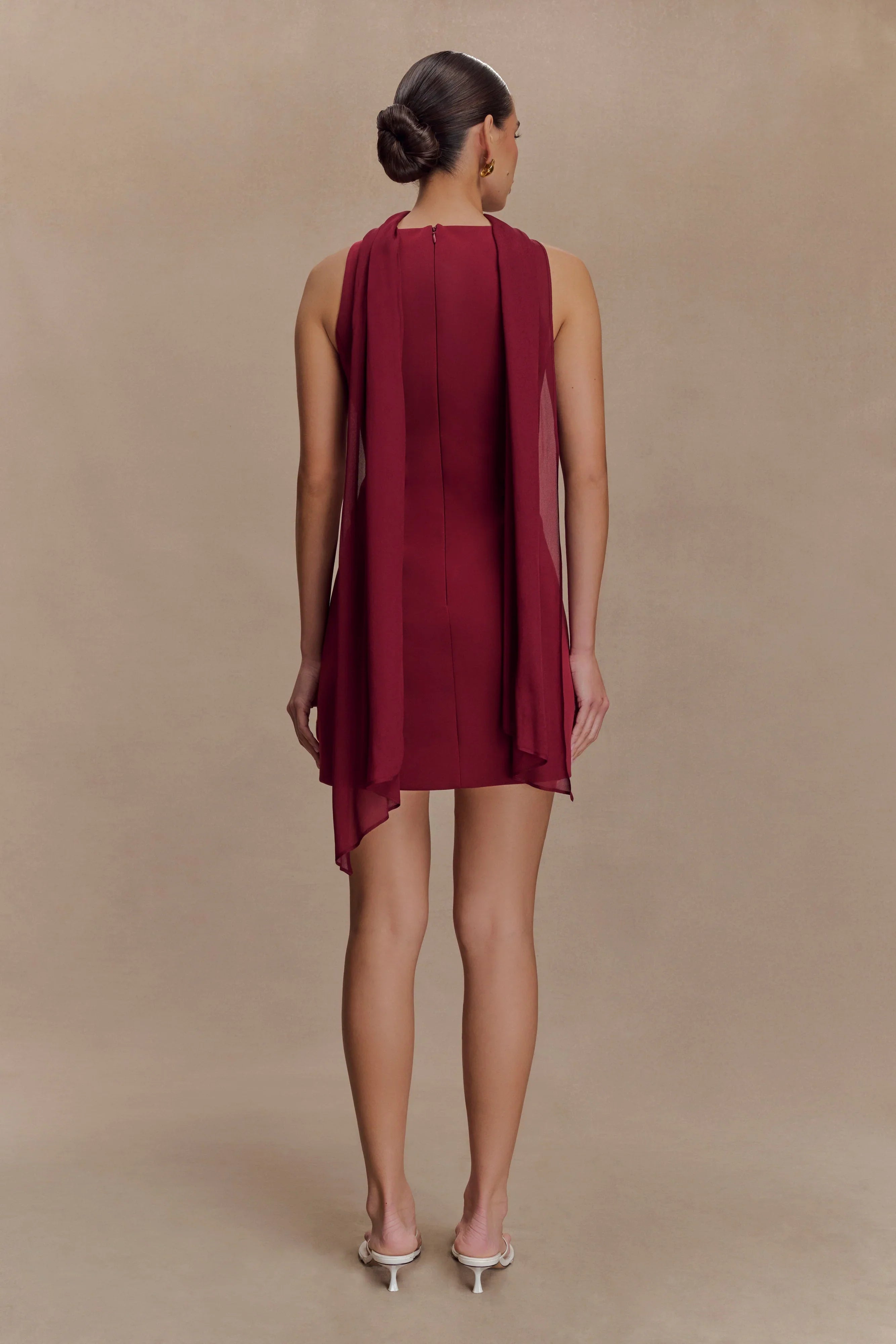 Skyler Suiting Embroidered Mini Dress Wine