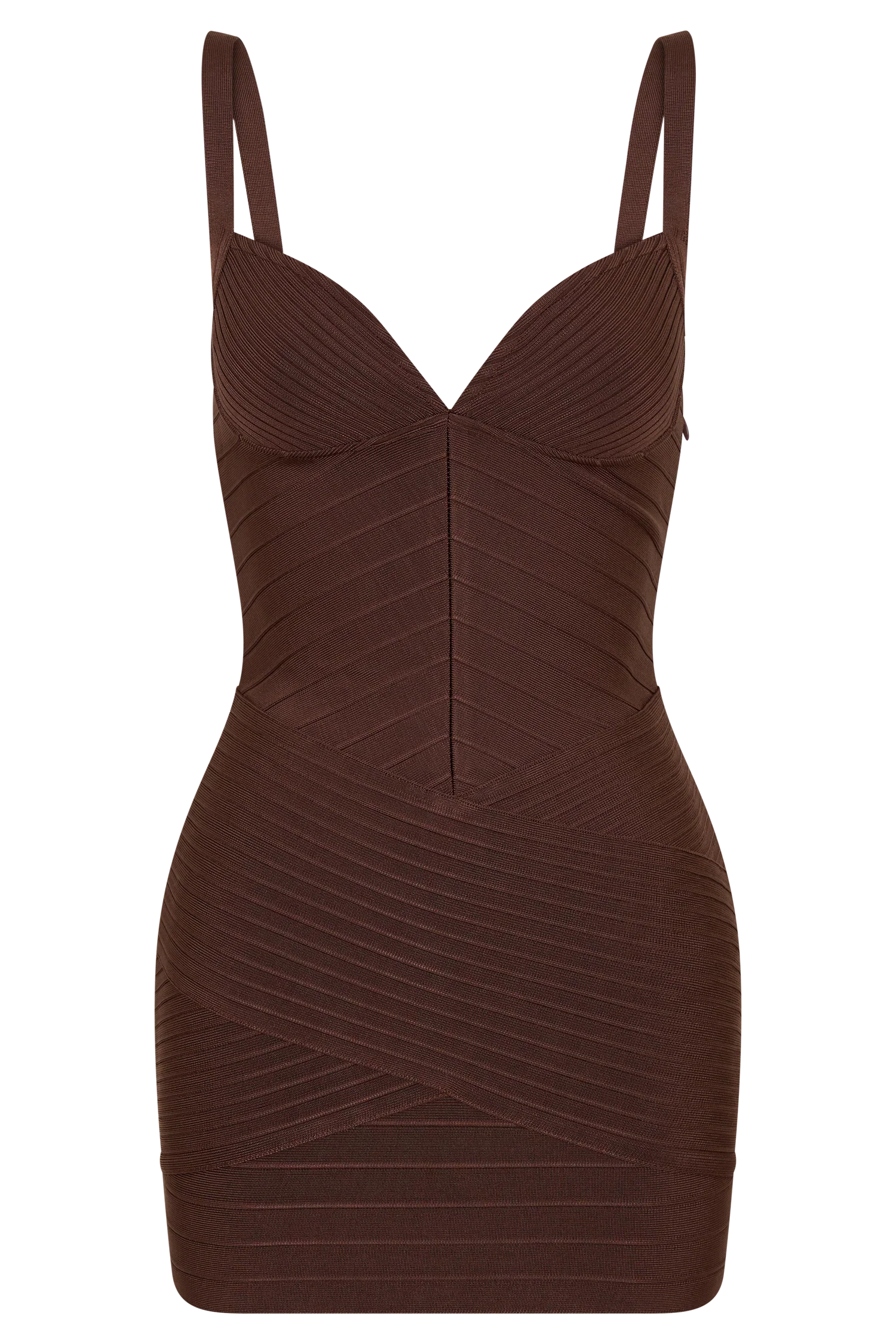 Maison Bandage Knit Mini Dress Chocolate