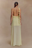 Rosalie Floral Chiffon Maxi Dress Pastel Lemon