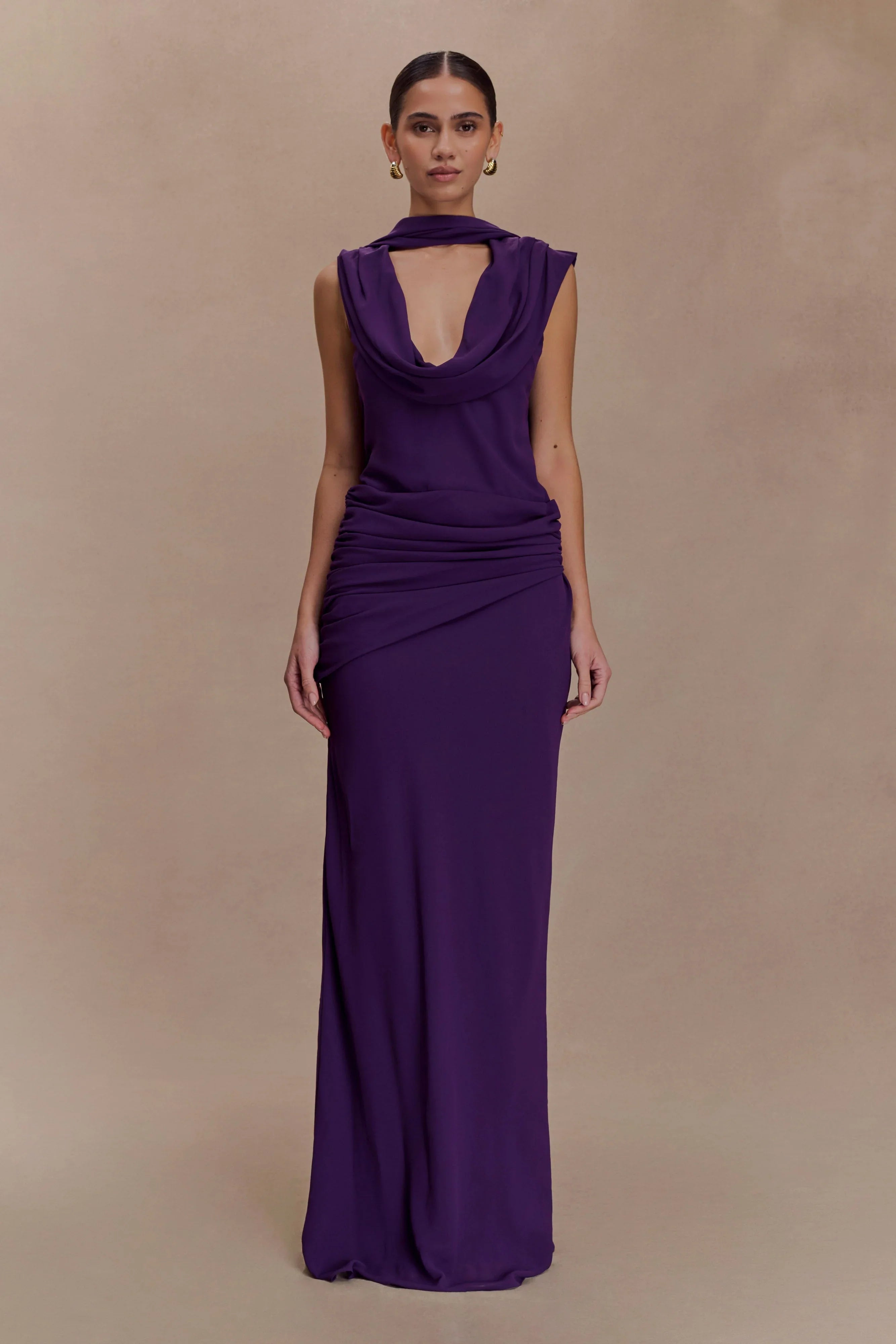 Giulia Chiffon Draped Maxi Dress Purple